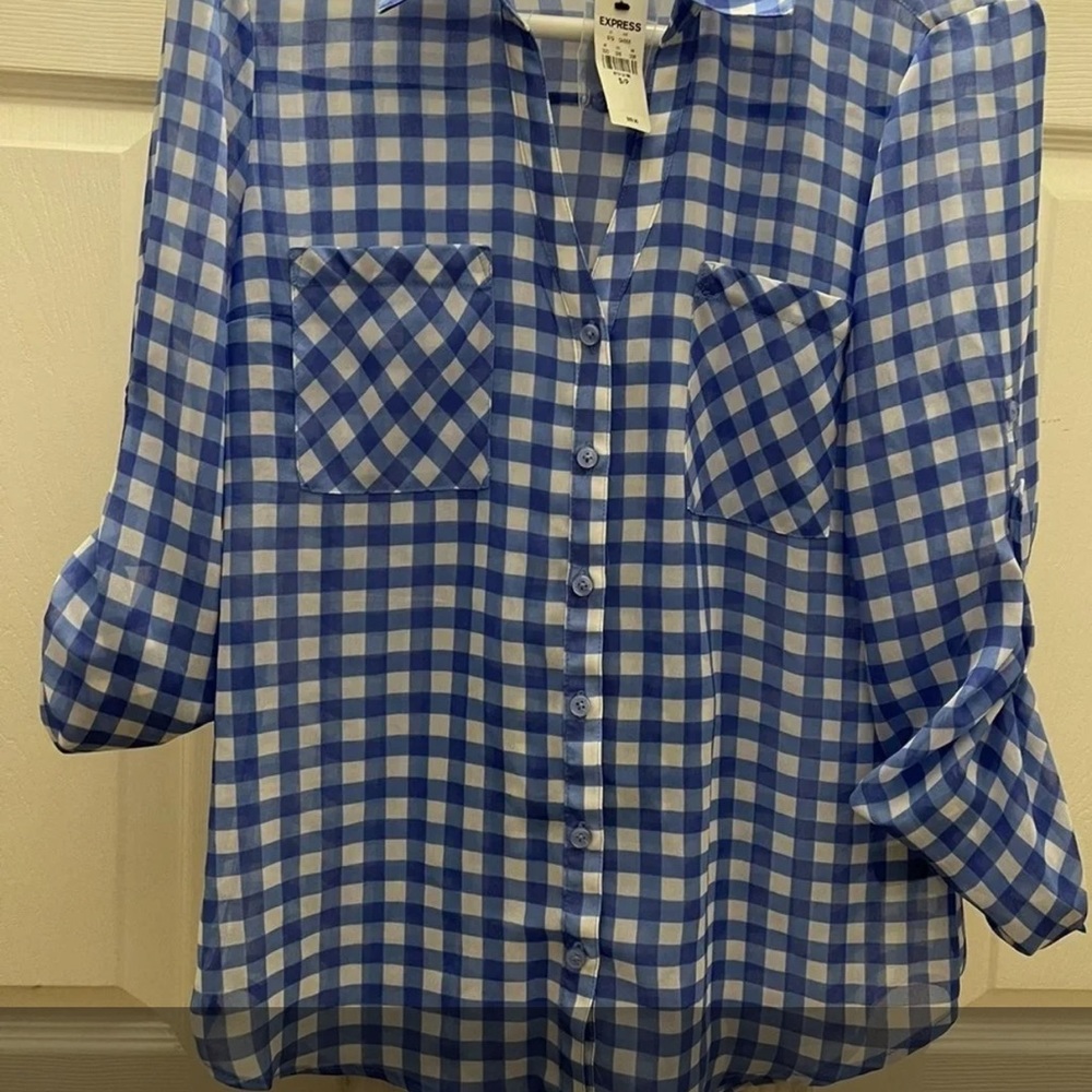 Express Blue/Wht Checkered (The Portofini Shirt) Sz S/Petite